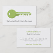モダンな緑の鍵は不動産の不動産仲介業者を収容します 名刺 (正面/裏面)