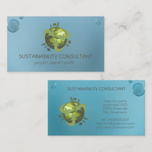 モダンな緑土のロゴの持続性のコンサルタント 名刺 (正面/裏面)