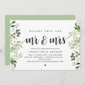モダンな緑豊かなウェディング リハーサル ディナー 招待状 (正面/裏面)