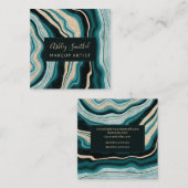 モダンな緑金ゴールドのグリッターの瑪瑙のシックな化粧の正方形 スクエア名刺 (正面/裏面)