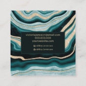 モダンな緑金ゴールドのグリッターの瑪瑙のシックな化粧の正方形 スクエア名刺 (裏面)