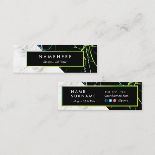 モダンな緑金ゴールドの白い大理石の小型名刺 スキニー名刺 (正面/裏面)