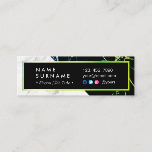 モダンな緑金ゴールドの白い大理石の小型名刺 スキニー名刺 (裏面)