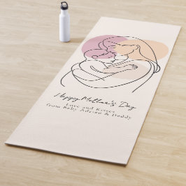 モダンな線画で描かれた母と子の母の日ギフト ヨガマット