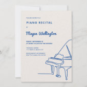 モダンな線画のグランドピアノ リサイタル 招待状 (正面)