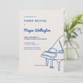 モダンな線画のグランドピアノ リサイタル 招待状 (スタンド正面)