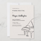 モダンな線画のグランドピアノ リサイタル 招待状 (正面)