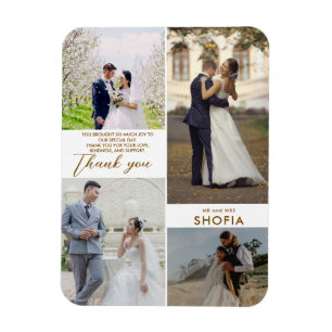 モダンな線画のミニマリスト 結婚式コラージュ マグネット