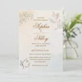 モダンな線画のミニマリスト 結婚式 招待状 (スタンド正面)