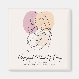 モダンな線画の母の日ギフト：ママと赤ちゃん マグネット