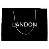 モダンな編集可能なテキスト | 黒と白 ラージペーパーバッグ (裏面)