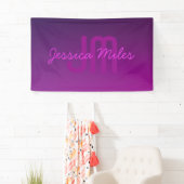 モダンな編集可能なモノグラムテキストとパープルオンブレ 横断幕 (インサイチュ)