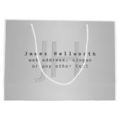 モダンな編集可能な名前とスローガン | グレーグラデーション ラージペーパーバッグ (裏面)