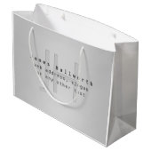 モダンな編集可能な名前とスローガン | グレーグラデーション ラージペーパーバッグ (裏面アングル)