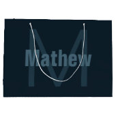 モダンな編集可能な名前 ラージペーパーバッグ (裏面)