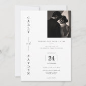 モダンな編集風結婚式招待状(写真付き) 招待状 (正面)