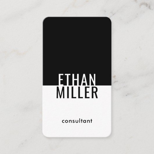 モダンな縦型のユニークなシンプルな黒と白のデザイン 名刺 (正面)