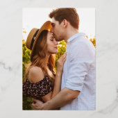 モダンな縦型の写真が7つ付いた結婚式 箔招待状 (裏面)