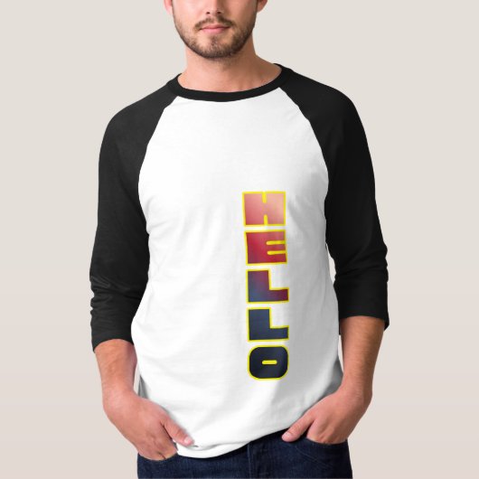 モダンな縦書きHELLOグラフィックTシャツ Tシャツ (正面)