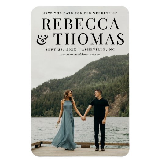 モダンな縦長写真の結婚式セーブ・ザ・デート マグネット (縦)