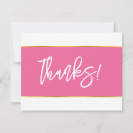 モダンな美しいピンクゴールドの白いスクリプトで「THANKS」 サンキューカード