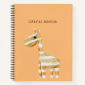 モダンな美しさ オレンジのキリン 名前付き ノートブック (正面)