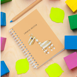 モダンな美しさ オレンジのキリン 名前付き ノートブック