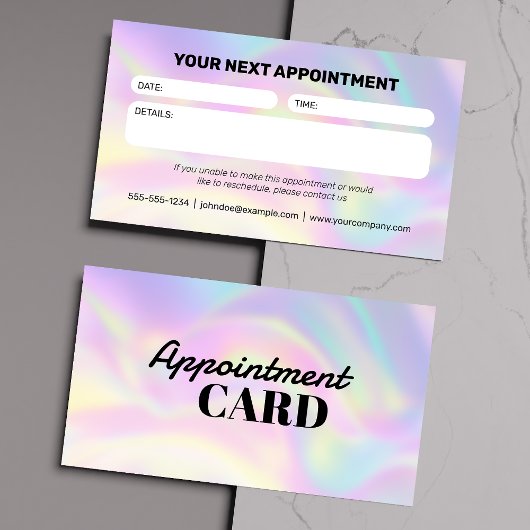 モダンな美容院のためのホログラフィック 予約カード
