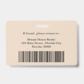 モダンな美意識の不動産エージェント不動産名 バッジ (裏面)