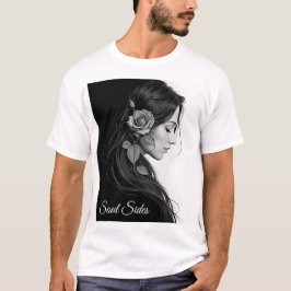 モダンな美術品の花のある少女 Tシャツ