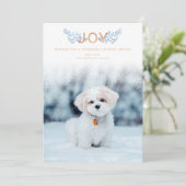 モダンな群葉かわいい犬の写真の休日カード シーズンカード (スタンド正面)