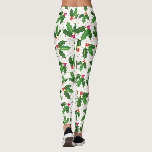 モダンな群葉のヒイラギの金ゴールドの点のクリスマスの休日 レギンス (裏面)