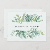 モダンな群葉の保存日付の郵便はがき 案内ポストカード (正面/裏面)