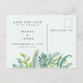 モダンな群葉の保存日付の郵便はがき 案内ポストカード (裏面)