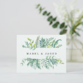 モダンな群葉の保存日付の郵便はがき 案内ポストカード (スタンド正面)