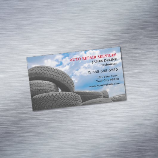 モダンな自動車修理サービス マグネット名刺 (インサイチュ)