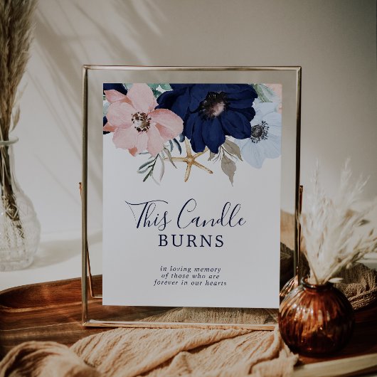 モダンな航海のキャンドルが燃える結婚式のメモリアルサイン ポスター