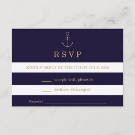 モダンな航海のストライプ ウェディング RSVP カード