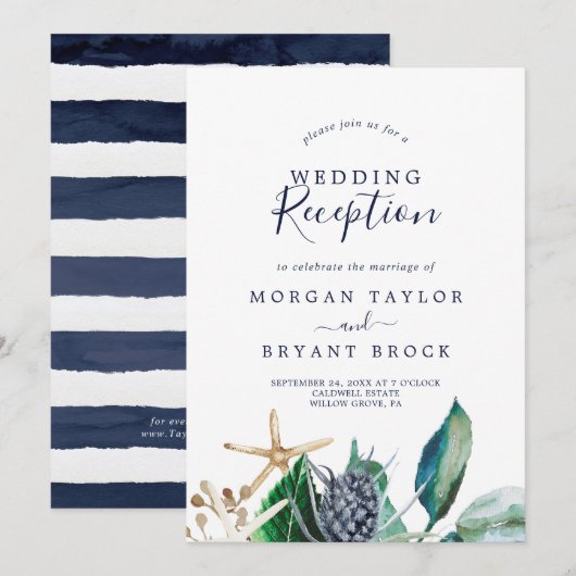 モダンな航海グリーン | 緑の結婚式の披露宴 招待状 (正面/裏面)