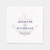 モダンな航海用アンカーのウェディング スタンダードカクテルナプキン (正面)