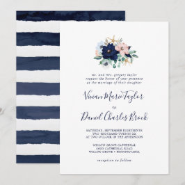 モダンな航海 | フラワートラディショナルウェディング 招待状