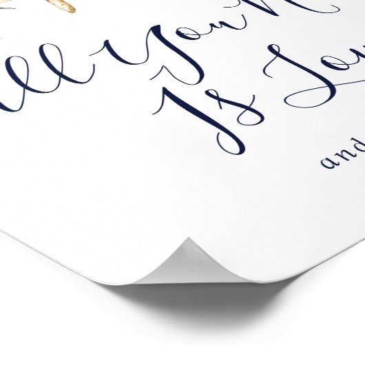 モダンな航海 | 花のウェディングカップケーキサイン ポスター (角)