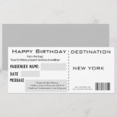 モダンな航空券スタイルのプレゼント誕生日 招待状 (正面/裏面)