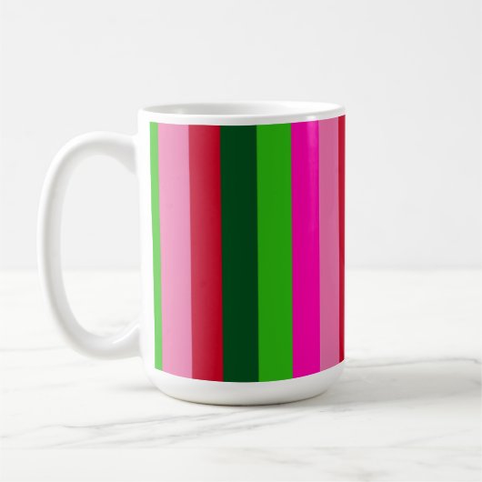 モダンな色使いのクリスマスストライプ コーヒーマグカップ (左)