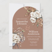 モダンな芍薬と紫陽花のモカムースウェディング 招待状 (正面)