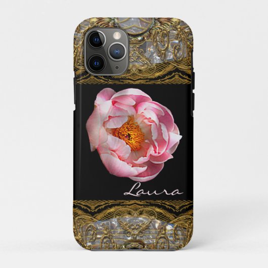 モダンな芍薬のモノグラム Case-Mate iPhoneケース (裏面)