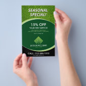 モダンな芝生管理/造園 ロゴ 緑 チラシ (ハンドル)