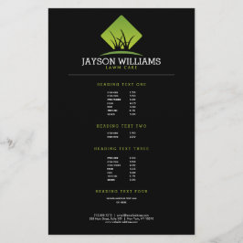 モダンな芝生管理/造園 草のロゴ 価格リスト チラシ