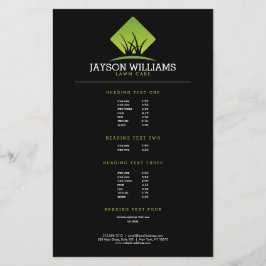 モダンな芝生管理/造園 草のロゴ 価格リスト チラシ