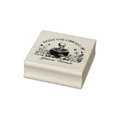 モダンな花とドクロのブックプレート　図書館より ラバースタンプ (スタンプ)